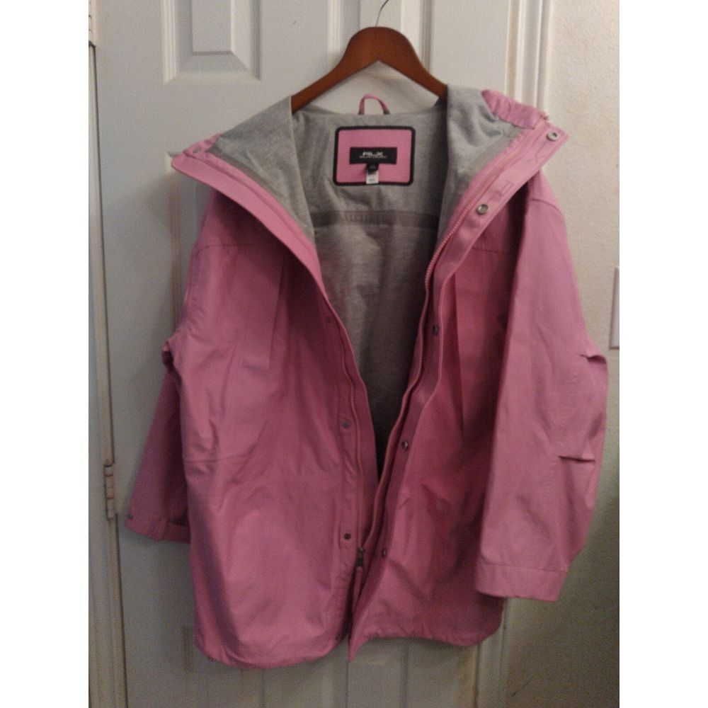 RLX‎ Pink Raincoat Hooded Full Zip Snap Button Jacket Coat Women's